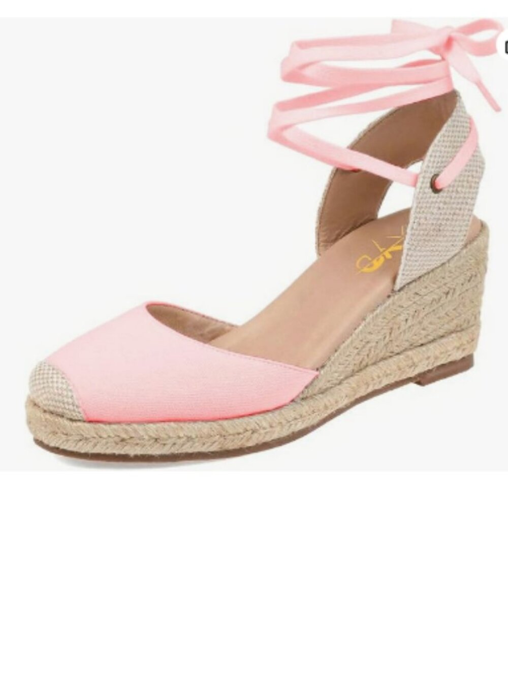 XYD Pink Round Toe Ankle Strappy Espadrilles Wedge Slingback Platform Sandals